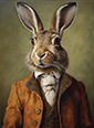 Portrait d'un lièvre en habit de gentilhomme anglais